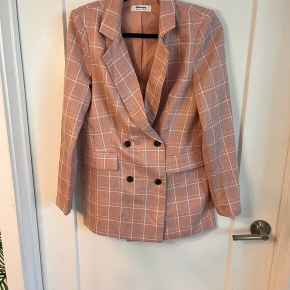 Showpo Pink Plaid Women's Blazer - Picture 6 of 11